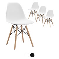 DukeLiving Eames Replica DSW Side Chairs Set of 4 (White, Black)