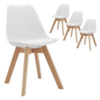 DukeLiving Eames Style Beech & Faux Leather Dining Chairs Natural (Set of 4)