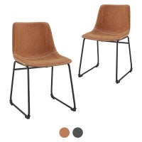 DukeLiving Echo Vintage-Style Dining Chairs Set of 2 (Camel, Black)