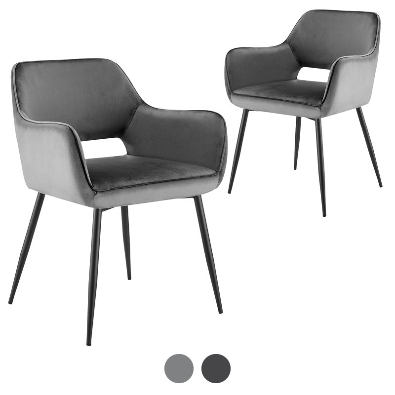 DukeLiving Elwood Velvet Upholstered Dining Chairs Set of 2 (Black, Dark Grey)