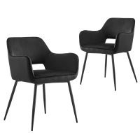 DukeLiving Elwood Velvet Upholstered Dining Chairs Set of 2 (Black, Dark Grey)