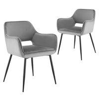 DukeLiving Elwood Upholstered Dining Chairs Silver Grey (Set of 2)