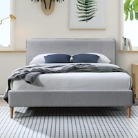 DukeLiving Emilia Upholstered Bed Frame Light Grey (Double, Queen)