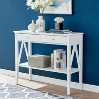 DukeLiving Hamptons Coastal Cross Console Entry Hall Table (White)