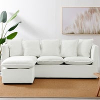 DukeLiving Hamptons Coastal Reversible Chaise 3 Seater Sofa (Natural)