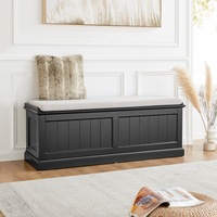 DukeLiving Hamptons Cushioned Storage Bench (Black)