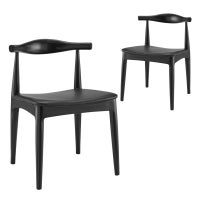 DukeLiving Hans Wegner Replica Elbow CH20 Dining Chair Black (Set of 2)