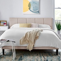 DukeLiving Harper Upholstered Bed with Headboard Beige (Double, Queen)