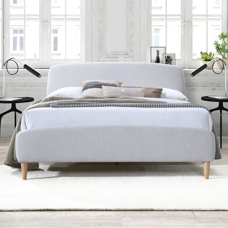 DukeLiving Hugo Nordic Deco Upholstered Bed Light Grey (Double, Queen)