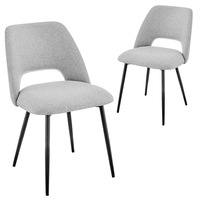 DukeLiving Lauren Fabric Dining Chairs Dark Grey (Set of 2)