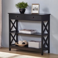 DukeLiving Long Island 2 Drawer Coastal Console Entry Hallway Table (Black)
