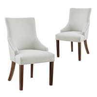 DukeLiving Louise Scoop Back Provincial Upholstered Dining Chairs Beige (Set of 2)