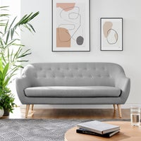 DukeLiving Nelly 3 Seater Upholstered Sofa (Light Grey)