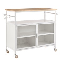 DukeLiving Paddington Kitchen Island Storage Trolley (Natural & White)