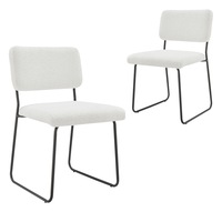 DukeLiving Phoebe Boucle Dining Chairs White (Set of 2)