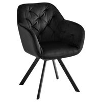 DukeLiving Soho Swivel Tufted Velvet Carver Dining Chair (Black)