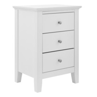 DukeLiving Torquay 3 Drawer Bedside Table (Satin White)