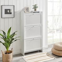Furnic 3 Door Shoe Storage Cabinet (White)