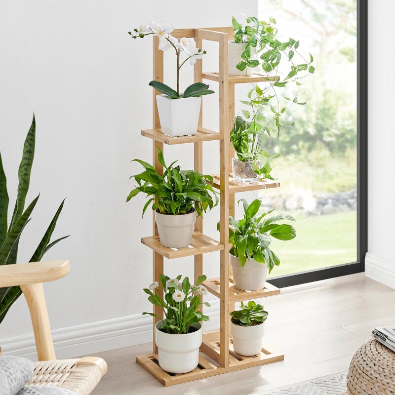 Furnic 100cm Bamboo Multi-Tier Plant Stand Display Shelf
