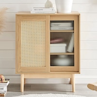 Furnic Rattan Buffet Sideboard Cabinet (Natural)