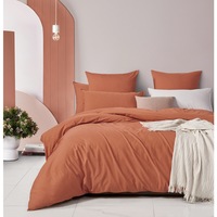 Gioia Casa Vintage Washed Cotton Quilt Cover Set Brick (Single, Double, Queen, King, Super King)