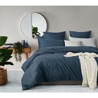 Gioia Casa Vintage Washed Cotton Quilt Cover Set Indigo (Single, Double, Queen, King, Super King)