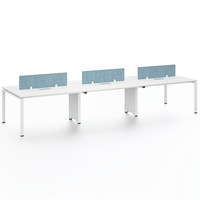 4.2m 6-Seater Office Computer Desk Table Workstation w/ Privacy Panel White