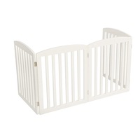 Freestanding Pet Dog Gate Wooden 4 Panel Barrier Security Gate Door Fence White