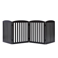 Freestanding Pet Dog Puppy Gate Wooden 4 Panel Barrier Security Gate Door Brown