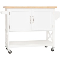 Kitchen Storage Trolley Island Bench with Wheels Wooden Utility Cart Workbench