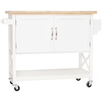 Kitchen Storage Trolley Island Bench with Wheels Wooden Utility Cart Workbench