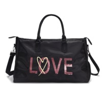 Duffle Bag with Shoe Storage - Black 'Love'