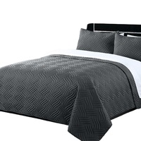 Home Fashion 3 PCS Soft Premium Bed Embossed Coverlet Queen King