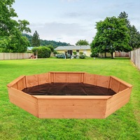 Kids Sandpit Wooden Play Large Round Outdoor Sand Pit Sand Box 177Cm