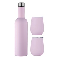 Avanti Double Wall Wine Traveller 750ml Bottle Flask/300ml Tumbler Set Pink