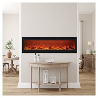72" Black Built-in Recessed / Wall mounted Heater Electric Fireplace