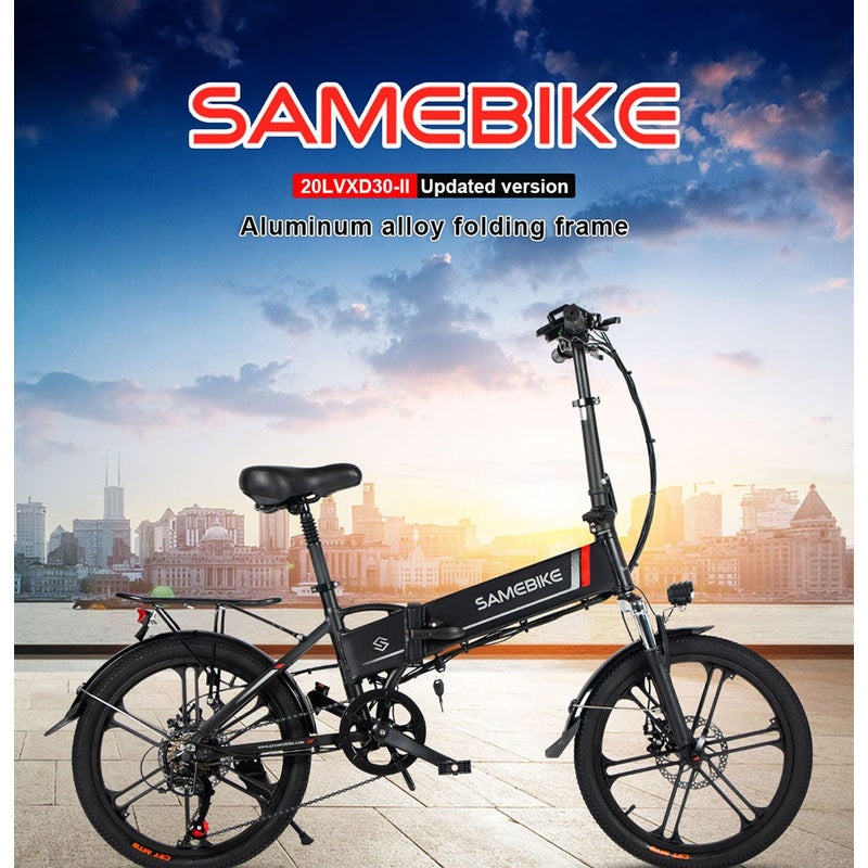 New Upgraded 20 Inch SAMEBIKE Folding Electric Bike Bicycle Scooter E-scooter E-bike 350W Motor 10.4Ah 48V Battery Max 35 KPH Black