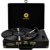 MBEAT MBTR89BLK Woodstock Retro Turntable Black / Speakers 3-Speed Play Audio and Support 33/45/78