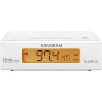 SANGEAN RCR5W Basic AM / FM Bedside Clock Radio - White AM/FM Digital Tuner BASIC AM / FM