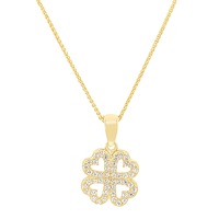 Bevilles 9ct Yellow Gold 4 Leaf Clover Necklace with Cubic Zirconia
