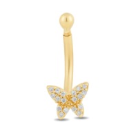 Bevilles Jewellers Diamond Butterfly Belly Bar Ring in 9ct Yellow Gold
