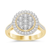 Bevilles Meera Halo Ring with 1/2ct of Laboratory Grown Diamonds in 9ct Yellow Gold