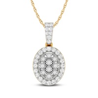 Bevilles Miracle Oval Halo Necklace with 1/2ct of Diamonds in 9ct Yellow Gold
