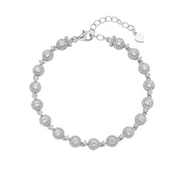 Bevilles Sterling Silver Cubic Zirconia Halo Bracelet
