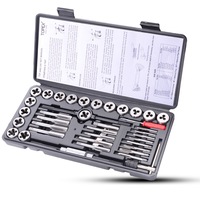 TOPEX 40 PCs Metric Imperial Tap and Die Set Screw Thread Drill Kit Pitch Gauge M3-M12