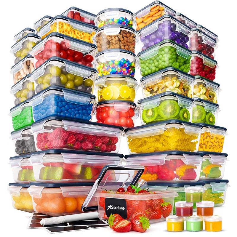 Stelive 56 PCs Food Storage Container Set, Leak Proof Lunch Boxes, BPA-Free Clear Plastic Storage Containers for Home & Kitchen Organization with...