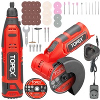 TOPEX 12V Cordless Rotary Tool W/12V Cordless Angle Grinder & Lithium Battery