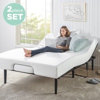 Bundle - Zinus Adjustable SmartBase Bed Frame with Green Tea Pressure Relief Memory Foam Mattress - Queen Size