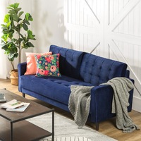 Zinus Benton Mid-Century Velvet Sofa 3 Seater - Blue