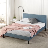 Zinus Fabric Bed Frame Base Light Blue Double & Queen